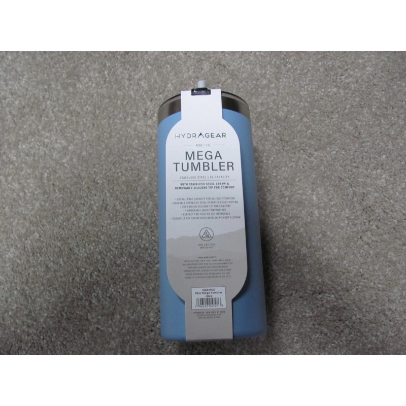 HydrAgear 42 Oz Mega Tumbler Stainless with Stainless Steel Straw