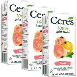 Ceres Guava Juice Blend, 3-Pack – 100% Natural, Rich in Vitamin C, No Added Sugar, Artificial Colors, or Flavors, Kosher Certified, 33.8 Oz Ea (1 Liter)