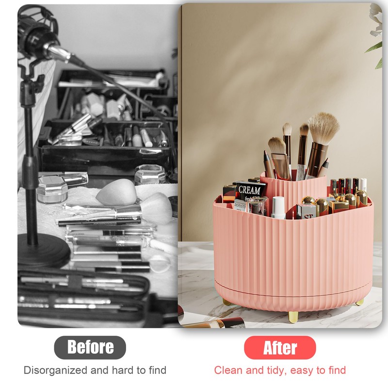 Veki 360°Rotating Makeup Brush Holder Organizer, Makeup Organiser for Dressing