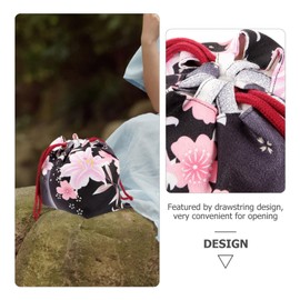 Alipis Japanese Drawstring Bag Kimonos Purse Cherry Blossom Bag Pouch Floral Embroidered Jewelry Bag Coin Purse Gift Bag Sundries Bag Holder for Picnic Office Work, 18.5x14cm, picture 1, K051595HE6