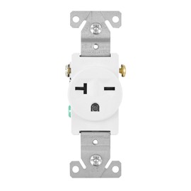 Maxxima 20A Single Receptacle Outlet - 2 Pack, 250 VAC Commercial Grade White Electrical Outlet for Appliances, NEMA 6-20, UL Listed, Wall Plates Included, Ideal for Construction and Renovations