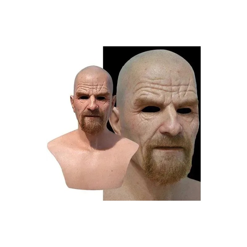 Máscara De Látex Anciano Realista Para Halloween 3d Blanco