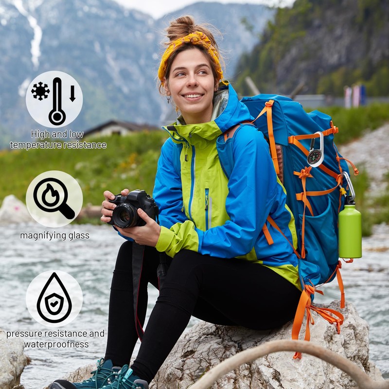 Leogony 4 Pcs Compass Hiking Set, 3 Navigation Compas Keychains