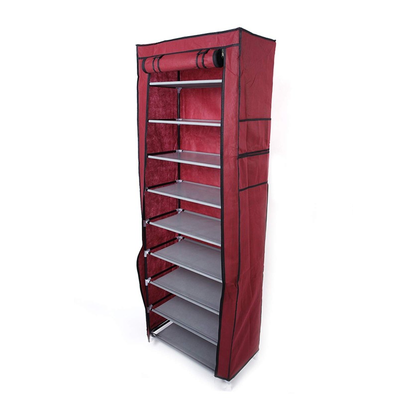 ELOMBR 10-Tier Non-Woven Fabric Shoe Rack, Large Shoe Shelf, 2