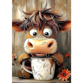 MXJSUA Cartoon Cow Diamond Painting Kits for Adults, 5D Diamond Art Kits for Beginners, DIY Full Round Drill Picture with Diamond for Home Wall Decor, 30x40cm