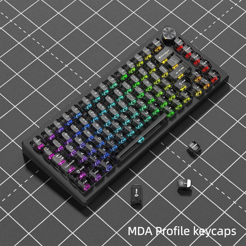 dagaladoo Grey Clear keycaps,Transparent keycaps 60 75 100 Percent,Ceramic Jelly