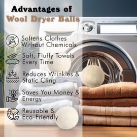 Wool Dryer Balls - Made from 100% Turkish Wool, Softens Clothes, Minimizes Static, and Helps Reduce Drying Time, Sustainable and Reusable - Pack of 3 - Wool Balls Replaces Dryer Sheets
