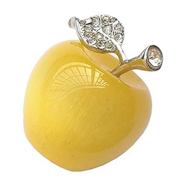 Manekieko Yellow Cat's Eye Apple Crystals and Healing Stones Collectibles, 3 cm Healing Crystal Figure Sculpture Home Ornament Wedding Decoration