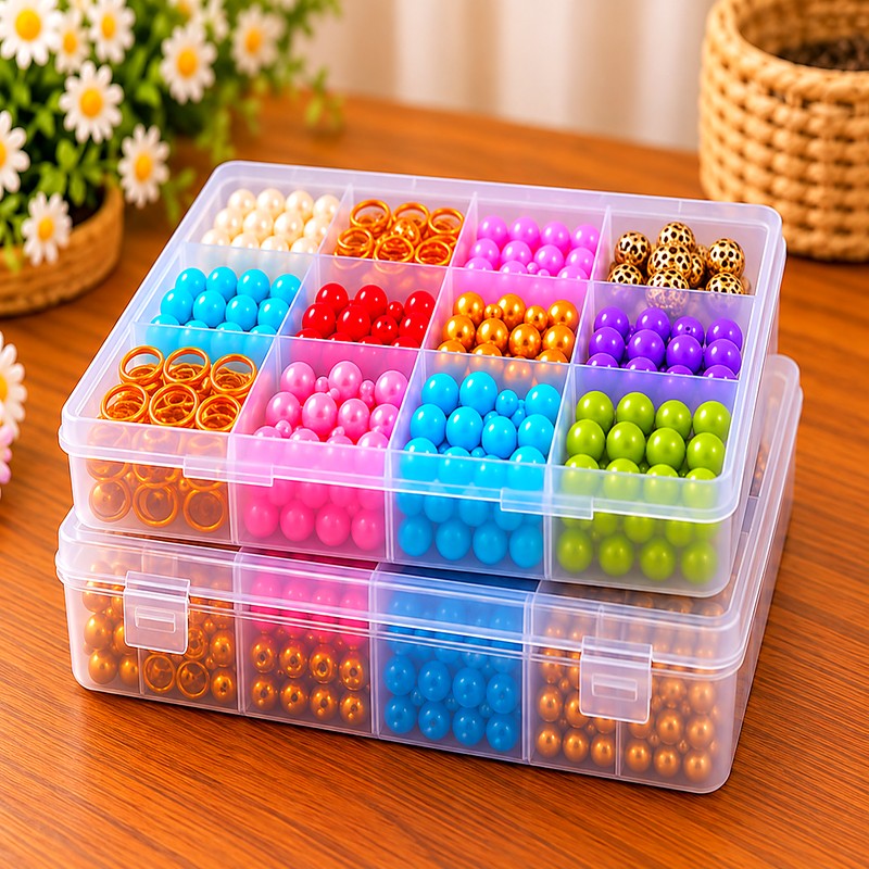 Clear Plastic Jewelry Organizer Box for Beads & Small Accessories