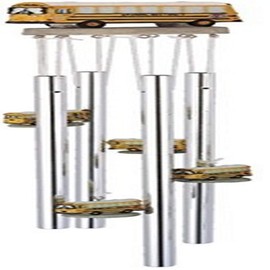 George S. Chen Imports SS-G-41917, Round Top School Bus Hanging Porch Garden Decoration Decor Wind Chime