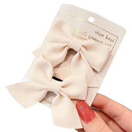 GFun Hair Ornament, Ribbon, Small, Set of 2, Clips, Hair Accessories, Barrettes, Hakama, Graduation Ceremonies, Weddings, Recitals, Yukata, Clothes, Beige