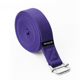 Vivva Yoga Stretching Strap Non-Elastic Cotton Yoga Belt Durable and Comfy with Metal Friction-less Easy-Feed Buckle for Pilates Workouts Yoga Fitness Improves Sitting (Purple)