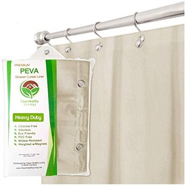 Clean Healthy Living Heavy Duty PEVA Tan Shower Curtain Liner with Magnets & Suction Cups - 70 X 72 in. Long