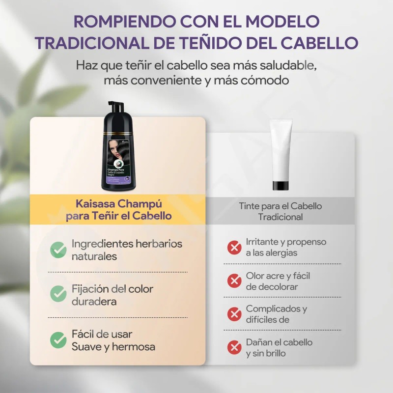 Kaisasa Hair Dye Shampoo Tinte Para Canas Con Aceite De