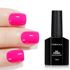 TOMICCA UV Nagellack Neon Pink, 15ml UV Gel Nagellack Polish, Pink Nagellack UV Gel für Anfänger DIY Home, Gel for Nail Art Maniküre Salon