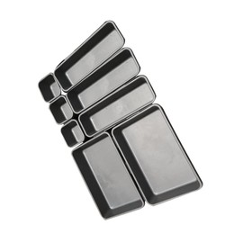 CHILDWEET 8pc Plastic Storage Boxes Lids Compartment Drawer Organizers Desk Storage Photo Box Light Grey