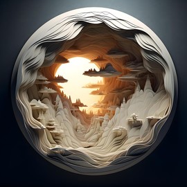 Bgraamiens- Hard Puzzles for Adults -3D Visual Dawn Inside a Cave - 1000 Pieces Round Puzzle for Adults, Unique Impossible Difficult Hard Challenging Jigsaw Puzzles 1000 Pieces