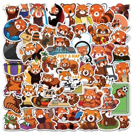 Cute Red Panda Stickers 50 pcs Waterproof Cartoon Panda Stickers for Water Bottle Laptop Car Motorcycle Bicycle Skateboard Luggage Scrapbook Phone,Vinyl Raccoon Stickers for Teens Children