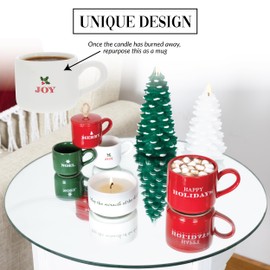 Pavilion - Joy - 2 oz Mini Candle in 2.5 Oz Espresso Shot Glass Mug with Lid Holiday Christmas Decor Present Seasonal Winter to:/from: Gift Tag