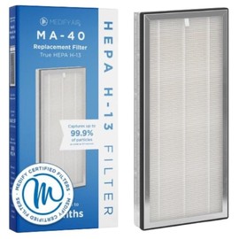 Medify Air MA-40 Genuine Replacement Filter | for Allergens, Wildfire Smoke, Dust, Odors, Pollen, Pet Dander | 3 in 1 with Pre-filter, H13 HEPA, and Activated Carbon | Removal to 0.1 Microns | 1-Pack