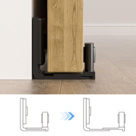 CCJH Floor Guide Sliding Door Adjustable U-Shape Flush Flat Bottom Design, Wall Mounted Sliding Door Floor Guide for Floor, Black