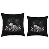 Spooky Capybara Skeleton Bones with Pumpkins and Webs Throw Pillow