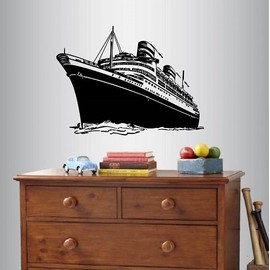 Wall Vinyl Decal Home Decor Art Sticker Ocean Liner Cruise Ship Boat Sea Vacation Tourism Tour Agency Room Removable Stylish Mural Unique Design 1561