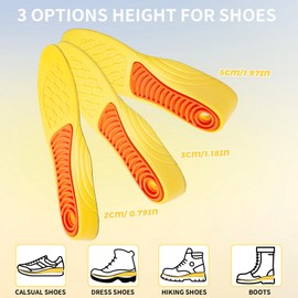 Grnunro Height Increase Insoles 2/3/5CM Invisible Shoe Lifts Height Boosters Elevator Inserts Shock Absorbing, 3CM/M:12-13