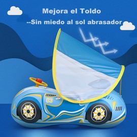 VOMOIT Flotador para Bebé,Flotantes Inflables para Piscina,Anillo de Natación para Bebé con Asiento de Seguridad y Toldo Solar Desmontable,Juguetes Divertidos para Agua,Flotador de Piscina, Azul