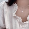 925 Sterling Silver Butterfly Necklace for Women Double Layer Clavicle