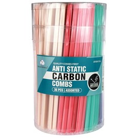 Dream World Anti Static Wide Tooth Carbon Combs Assorted Color 36 Pcs Jar