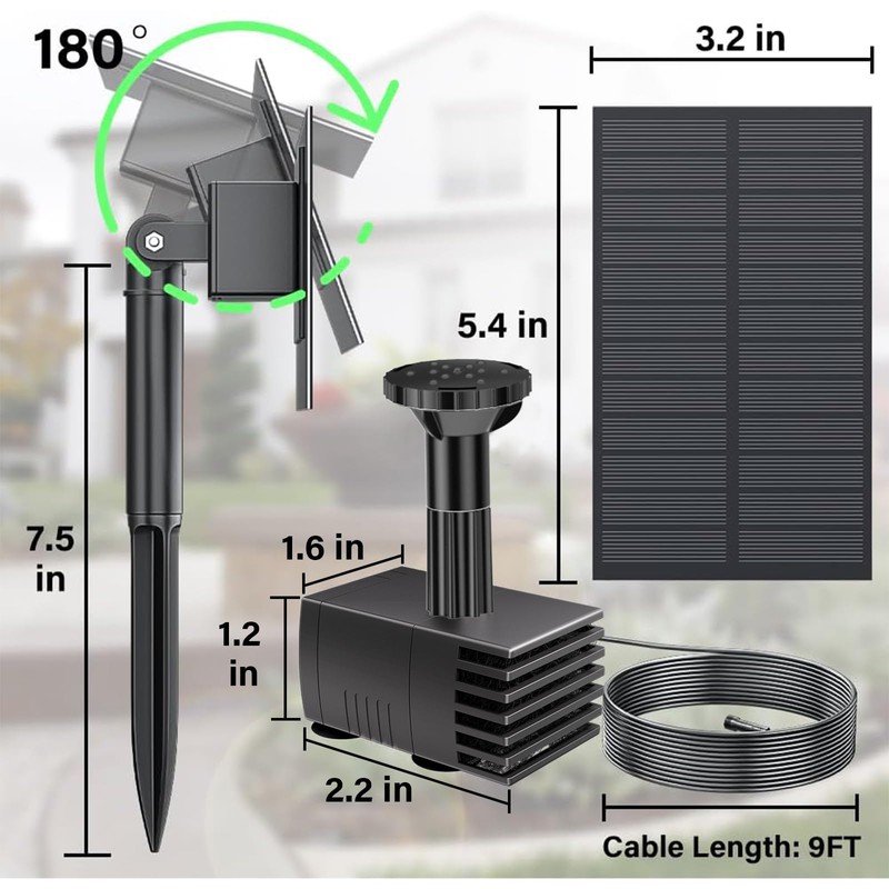 Biling Solar Water Pump Outdoor, Upgraded Solar Fountain Pump Kit