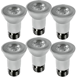 Diodesy- PAR16 LED Long Neck Flood Light Bulb 6.5W 500 Lumen E26 Medium Base 5000K Bright White Ideal for Track & Recessed Spot Light Bulbs 120V CRI80 40° Beam Angle Dimmable White Finish Pack of 6