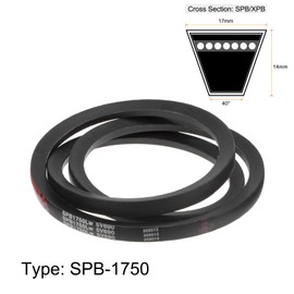sourcing map SPB-1750 V-Belts Drive Belt 1750mm Pitch Girth 17mm Width 14mm Height Rubber for Power Transmission