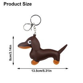 Anseom 2 Pieces Leather Dachshund Keychains, Black Dachshund Key Ring Brown Puppy Dog Keychain Dachshund Key Chain for Women Men Children Dachshund Lovers Backpack Handbag Keyring