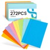 Koogel Index Cards 3x5, 272 Count, Colored Ruled Flash Cards
