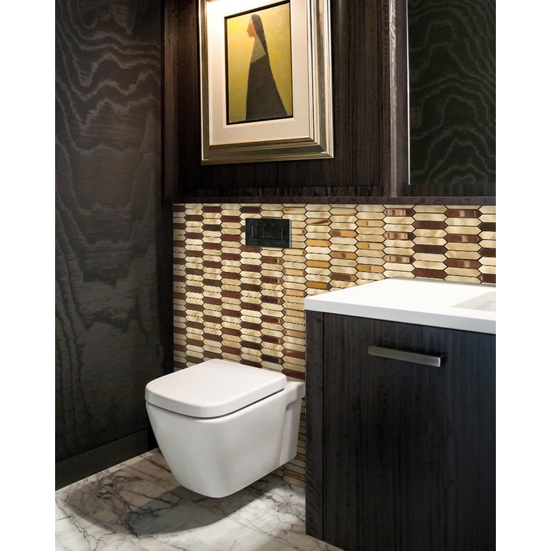Primoon Gold Tile Long Hexagon Mosaic Tiles for Kitchen Backsplash