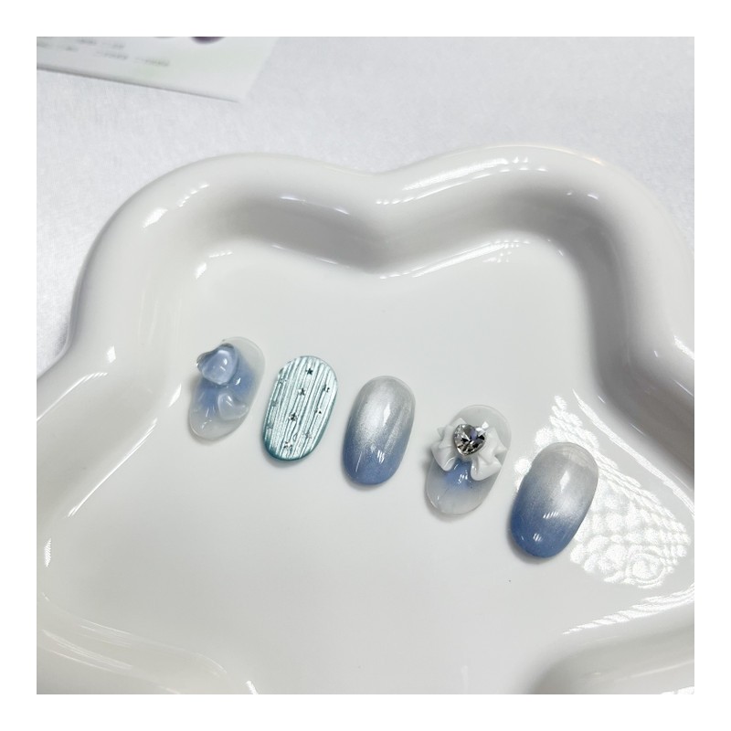 [Handmade Nail Tips] Aurora Gradient Magnetic Gel - Round /
