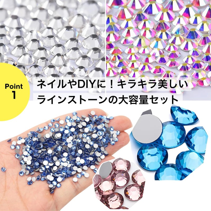 Rhinestone ND-0189-R03-LG-2.0 Nail Parts, Nail Decoration, Light Green, Approx. 0.08