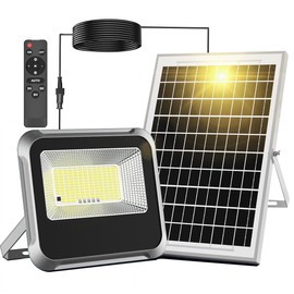 100W Solar Lights Outdoor 10000LM LED Automatic Light with 10000mAh Battery,180° Wide Angle Waterproof Outside Solar Powered Security Flood Light and 8.2ft Cable with Radar Remote Control for Pathway