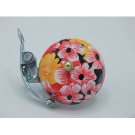 Bicycle Bell Kids with All Over Flowers Floral for City Bikes, Cruisers, Road Bikes or MTB, Fits Handlebar diameters 22.2 to 26.0mm