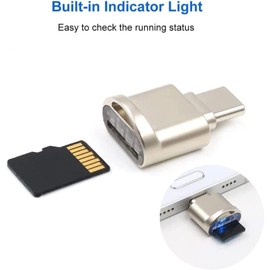 Micro SD Card Reader, USB C to SD/TF Card Reader, Type-C Card Reader, USB to SD SDHC OTG Memory Card Reader, USB OTG Card Reader for Laptops, MacBook, Galaxy Phones, and all Type C Devices. (Gold)