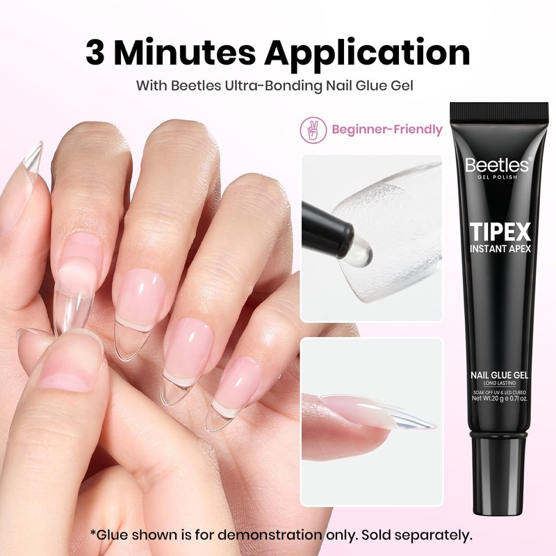 Beetles Tipex Lite Apex Nail Tips, Square Long, 256pcs 16