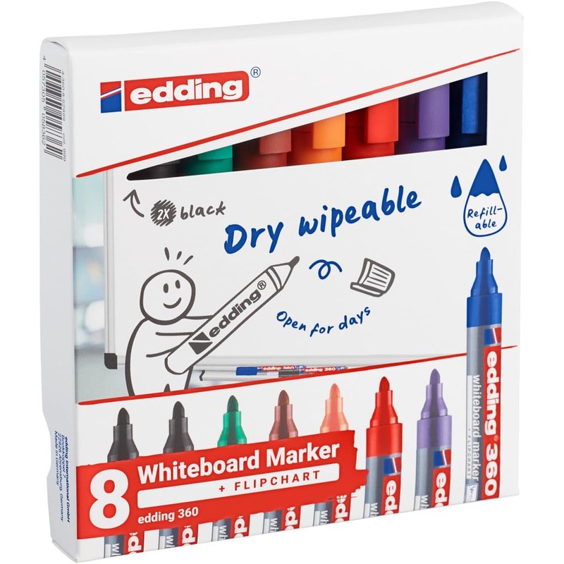 edding 360 whiteboard marker set - multi-coloured - 8 whiteboard