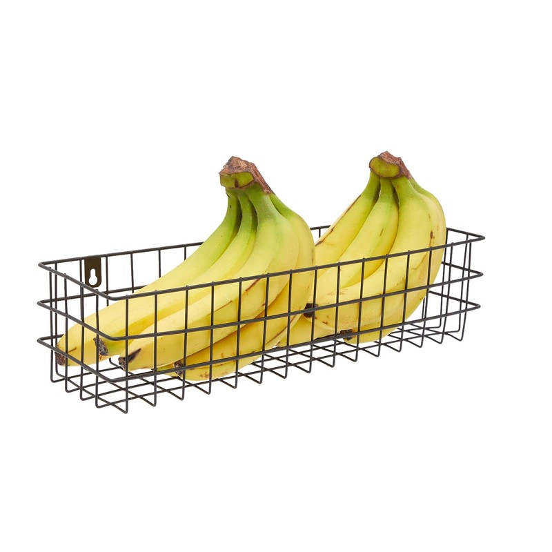 Farmlyn Creek Wall Storage Basket Organizer - Black Metal 3-Piece