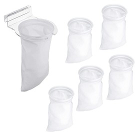 MESINURS 4" Pre Sump Filter Sock Holder Mount and 200 Micron Filter Socks Bags Kits for Aquarium Reef Fish Tank Sewage Strainer, Overflows, Adustable