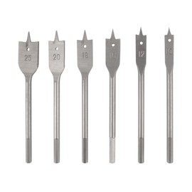 6 Heavy Duty Spade Drill Bits Set with a Vinyl Carry Pouch - 1/4 Inch Quick Change Hex Shank, 10mm, 12mm, 16mm, 18mm, 20mm, and 25mm, Flat wood Bit Set, Woodworking Hole Cutter Tool