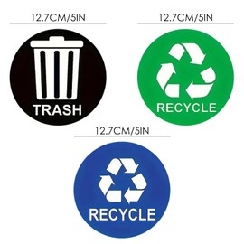TYGFRT 2 Sets Of 6 Pieces Of Trash Can Stickers, Recycling Sticker Labels, Kitchen Trash Can Labels, Indoor And Outdoor Trash Can Stickers, Trash Can Recycling Standard Stickers