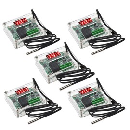 Pack of 5 LED Digital Thermostat, 12 V W1209, Temperature Controller Module with Housing, Digital Thermostat Module with Waterproof Sensor Probe Heating/Cooling