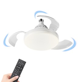 SIOLAXEN Socket Fan Light for Small Rooms Lighting,3000-6500K Dimmable Lighting & Hidden Blades,Remote Control,E26/27 Screw,Adjust Brightness,30W Energy-Efficient for Kitchen,Bedroom,Workshop